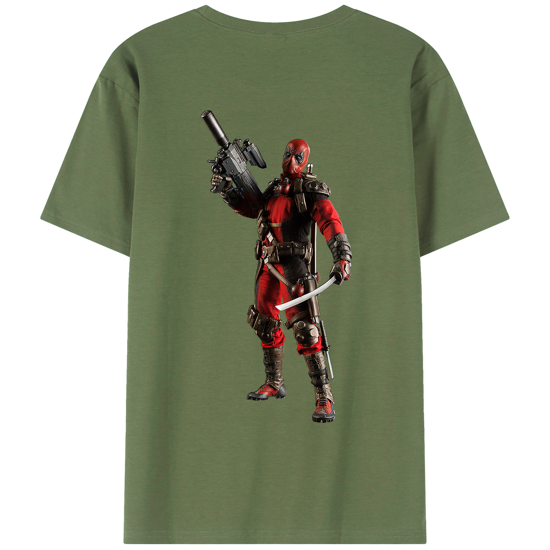 （画像用） Deadpool デッドプール 綿100％ メンズ半袖Tシャツ（バックプリント） 通気性